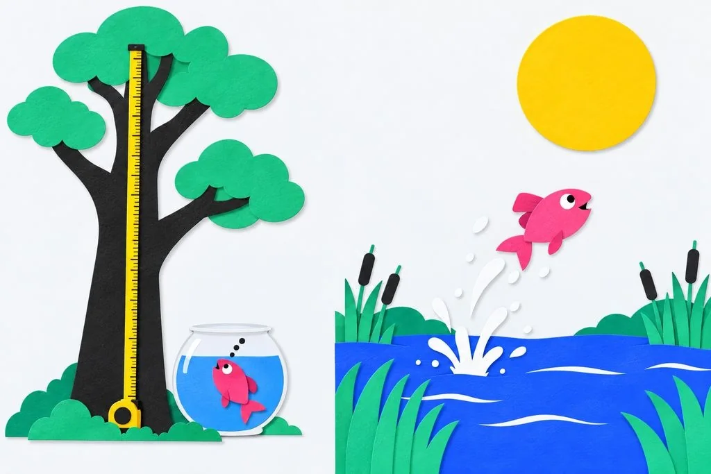 A fish, measured by its ability to climb a tree.