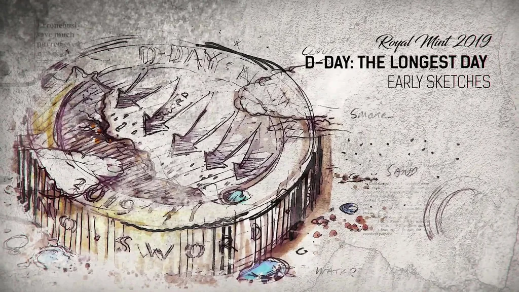 Early sketches for the D-Day and Wedgwood coins, the start of the 3D coin design and world building process.