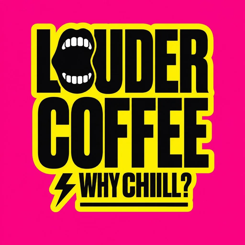 Louder Coffee, on pink for the bag