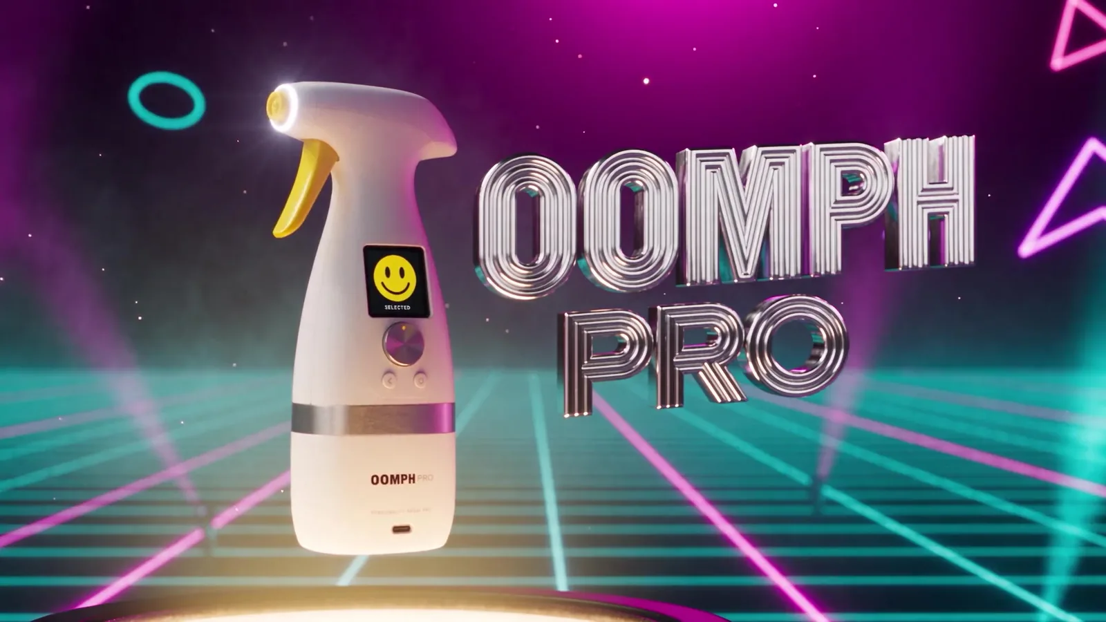 In the advert. OOMPH Personality Spray.