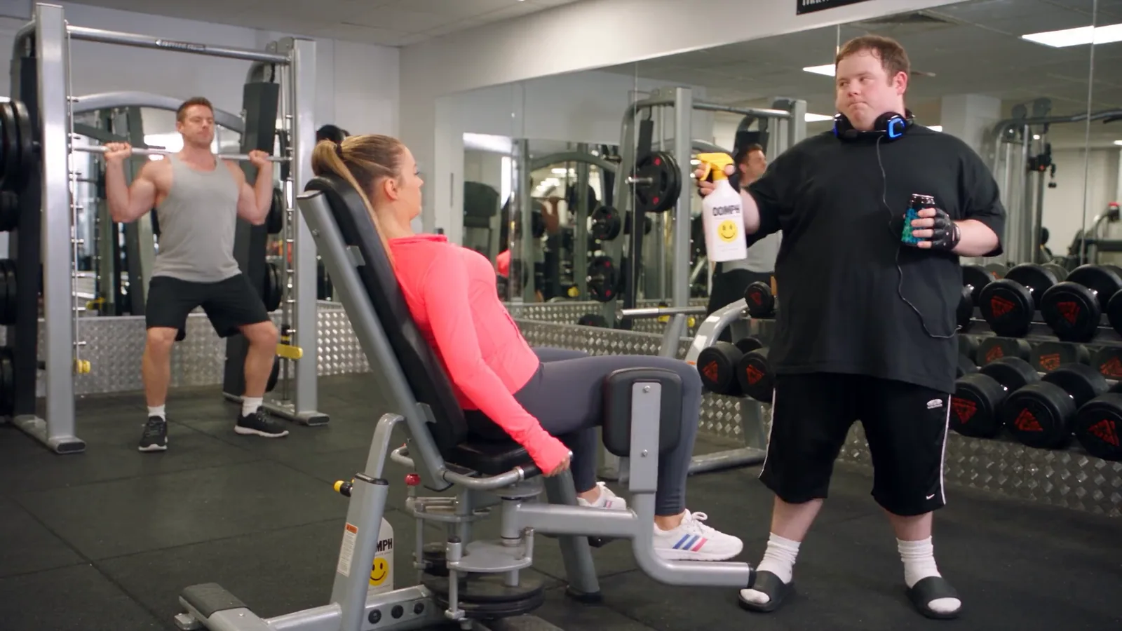 The gym. OOMPH Personality Spray.