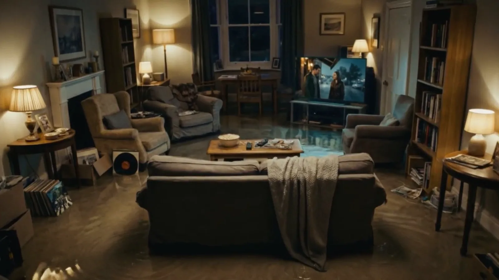 The living room floods. Amazon Prime.