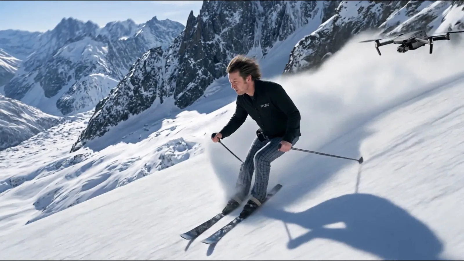 Skiing with drone in pursuit. The Ambarella pitch.