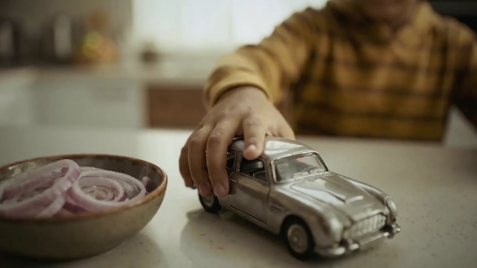 Toy car on the worktop. Burger King.