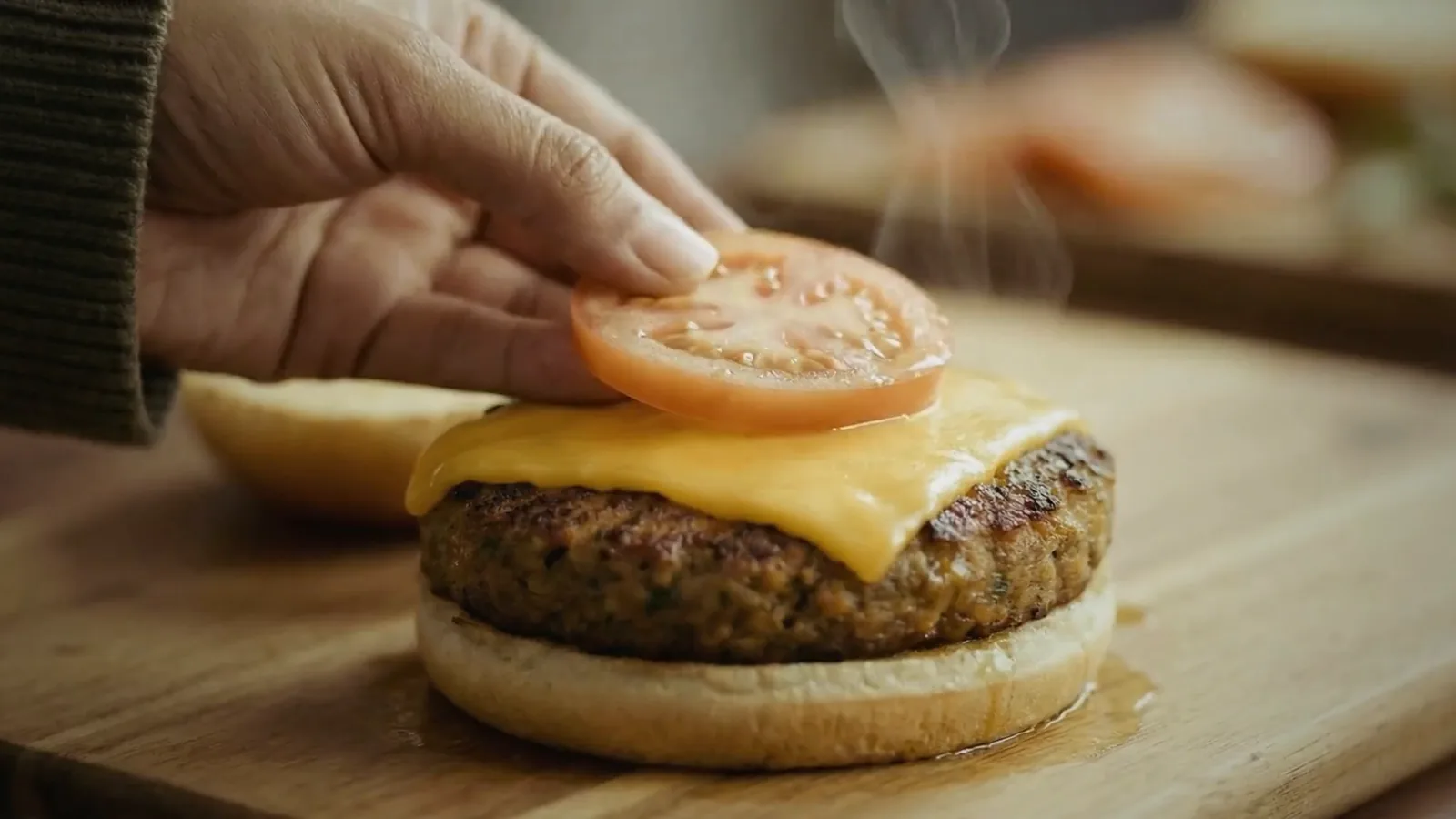 Tomato on the cheese. Burger King.