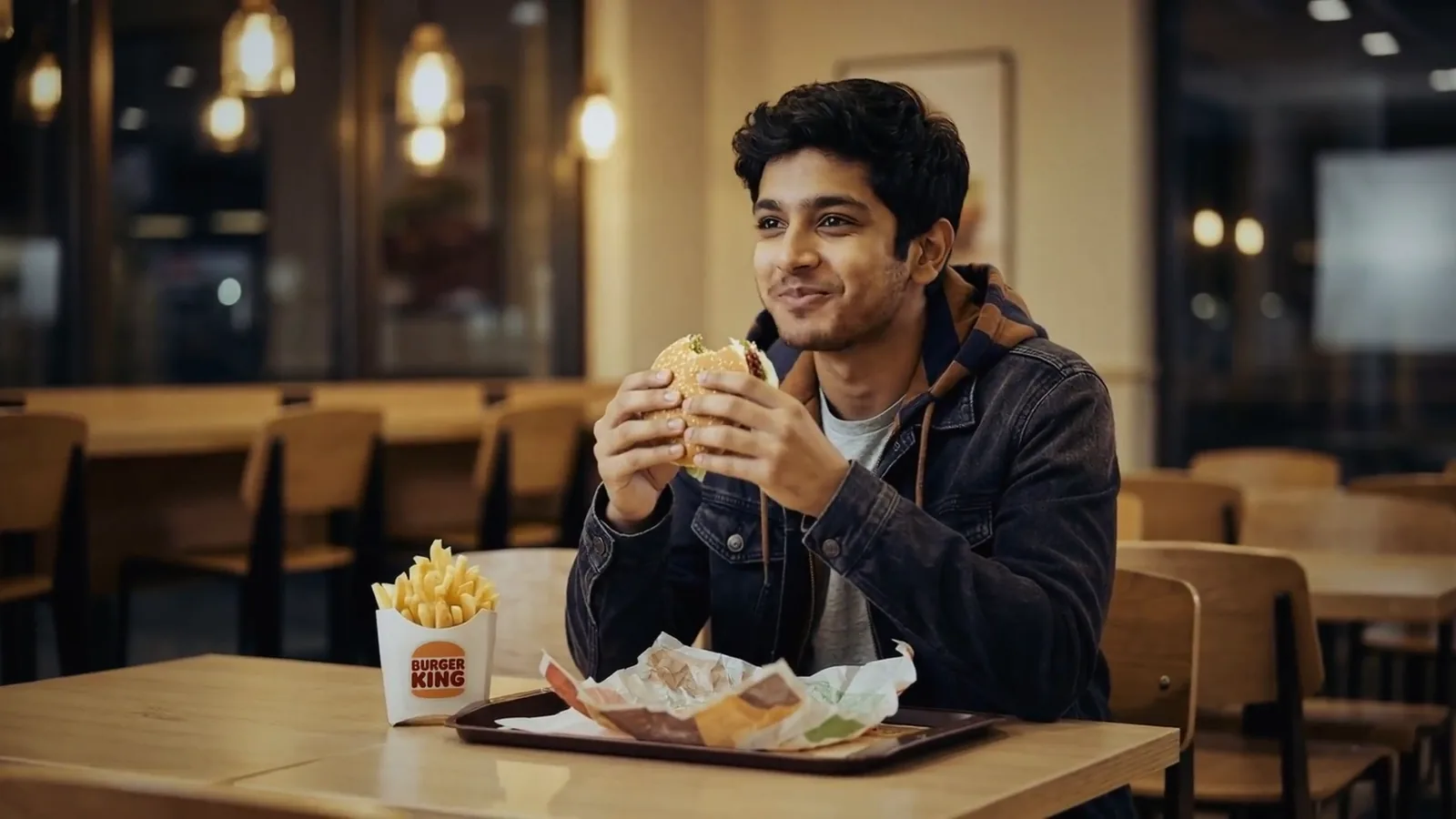 Grown up, in Burger King. Burger King.