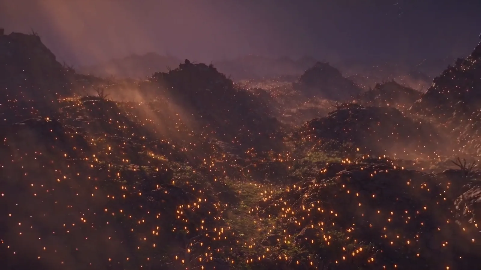 Valley lit by cocoons. Pi Network: Emergence.