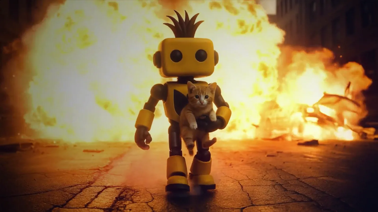 Explosion walk with a kitten. Pineapple x Binance.