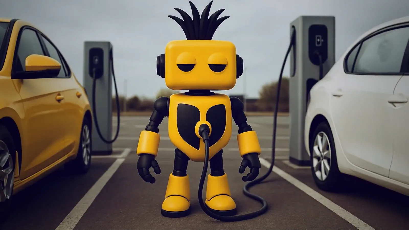 Recharging at an EV point. Pineapple x Binance.