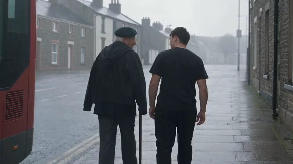 Priority Seat, a short film by Shaun Preece. An elderly veteran and a teenager walk away together in the rain.